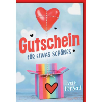 Gutschein Glückwunschkarte mit Umschlag Herzballon...