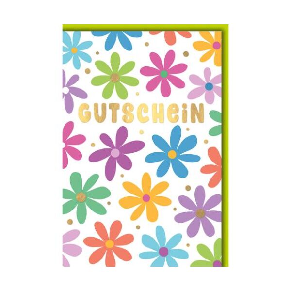 Gutschein Glückwunschkarte mit Umschlag Blüten Flower Power
