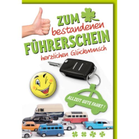 Führerschein Glückwunschkarte mit Umschlag...