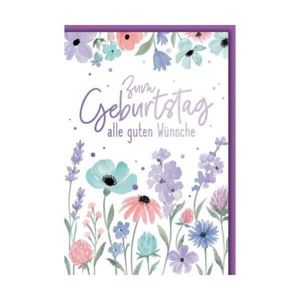 Geburtstag Glückwunschkarte mit Umschlag Pastell Blüten Zum Geburtstag alle guten Wünsche