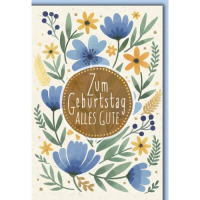 Geburtstag Glückwunschkarte mit Umschlag Blumen blau...