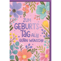 Geburtstag Glückwunschkarte mit Umschlag Blumenkranz...