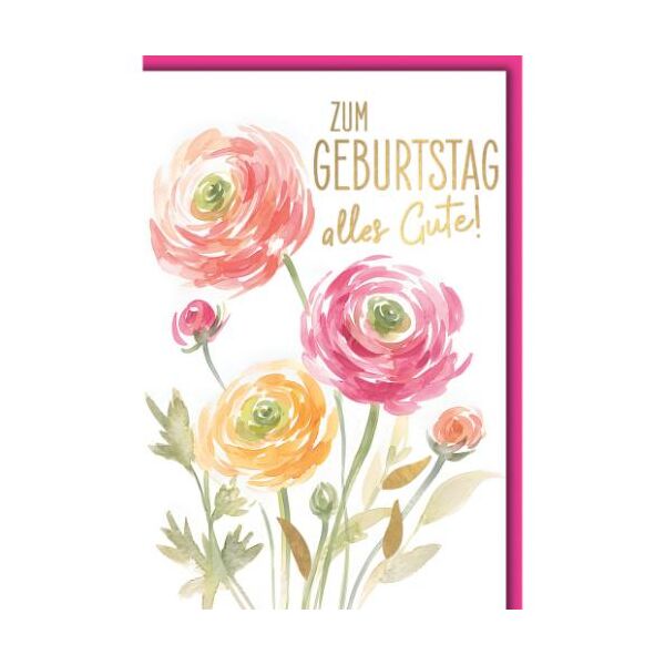 Geburtstag Glückwunschkarte mit Umschlag Rosenblüten aquarell Zum Geburtstag alles Gute!