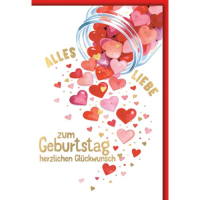 Geburtstag Glückwunschkarte mit Umschlag Herzen aus...