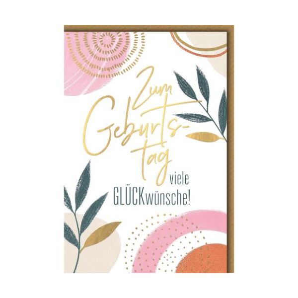 Geburtstag Glückwunschkarte mit Umschlag abstrakte Formen und Blätter Zum Geburtstag viele GLÜCKwünsche!