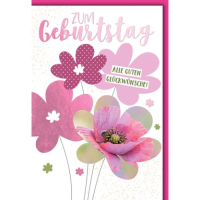 Geburtstag Glückwunschkarte mit Umschlag Mohnblume,...