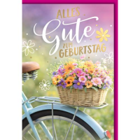Geburtstag Glückwunschkarte mit Umschlag Blumenkorb...