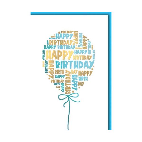 Geburtstag Glückwunschkarte mit Umschlag Luftballon mit Schriftzug Happy Birthday