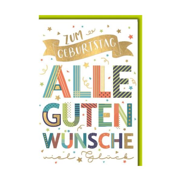 Geburtstag Glückwunschkarte mit Umschlag Konfetti und Glückwünsche Zum Geburtstag Alle Guten Wünsche viel Glück