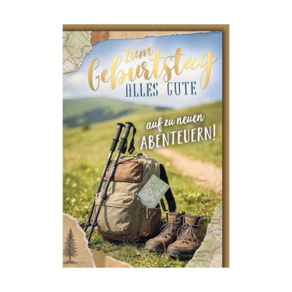Geburtstag Glückwunschkarte mit Umschlag Wandern zu neuen Abenteuern!