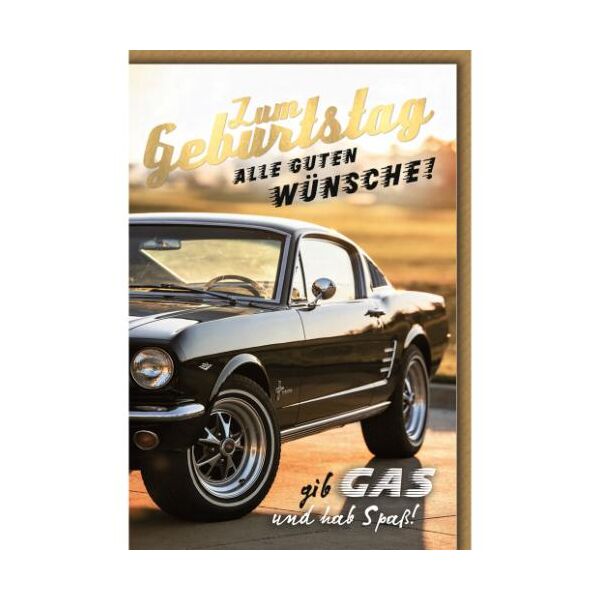 Geburtstag Glückwunschkarte mit Umschlag Sportwagen in Abendkulisse Gib GAS und hab Spaß!