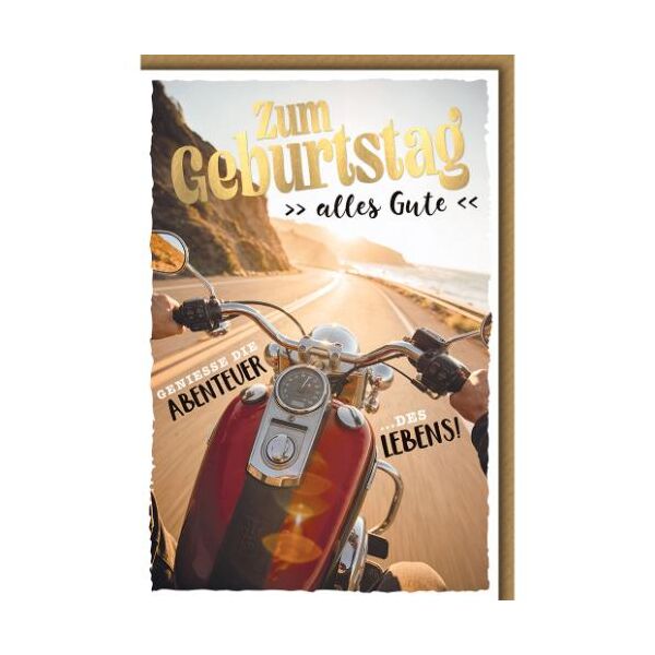 Geburtstag Glückwunschkarte mit Umschlag Motorrad, Genieße die Abenteuer des Lebens!