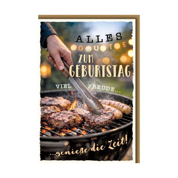 Geburtstag Glückwunschkarte mit Umschlag Grill, Viel Freude...genieße die Zeit Alles Gute zum Geburtstag