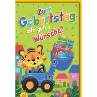 Kindergeburtstag Glückwunschkarte mit Umschlag Tiger...
