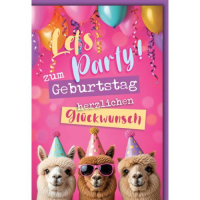 Geburtstag Glückwunschkarte mit Umschlag Alpakas mit...