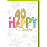40. Geburtstag Glückwunschkarte mit Umschlag...