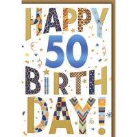 50. Geburtstag Glückwunschkarte mit Umschlag...