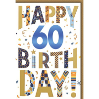 60. Geburtstag Glückwunschkarte mit Umschlag...