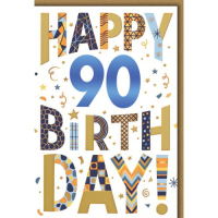 90. Geburtstag Glückwunschkarte mit Umschlag...