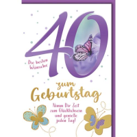 40. Geburtstag Glückwunschkarte mit Umschlag...