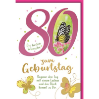 80. Geburtstag Glückwunschkarte mit Umschlag...