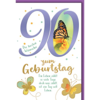 90. Geburtstag Glückwunschkarte mit Umschlag...