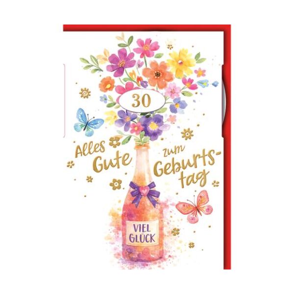 Zahlengeburtstag Drehzahl Glückwunschkarte mit Umschlag Blumenstrauß in Flasche Alles gute zum Geburtstag Schmetterlinge