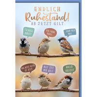 Ruhestand Glückwunschkarte mit Umschlag Spatzen mit...