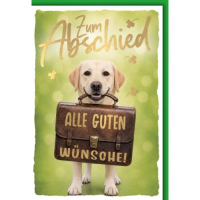 Abschied Grußkarte mit Umschlag Hund trägt...