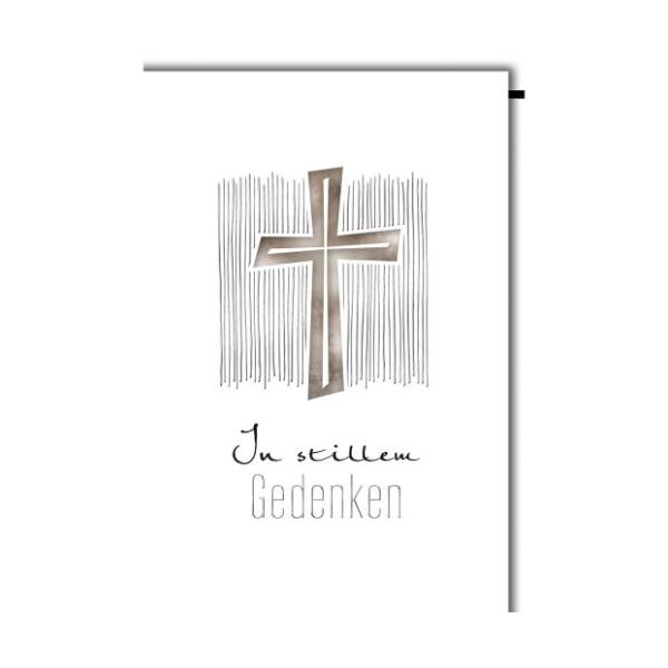 Trauer Kondolenz Beileidskarte mit Umschlag In stillem Gedenken, Kreuz