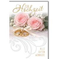 Hochzeit Glückwunschkarte mit Umschlag rosa Rosen...