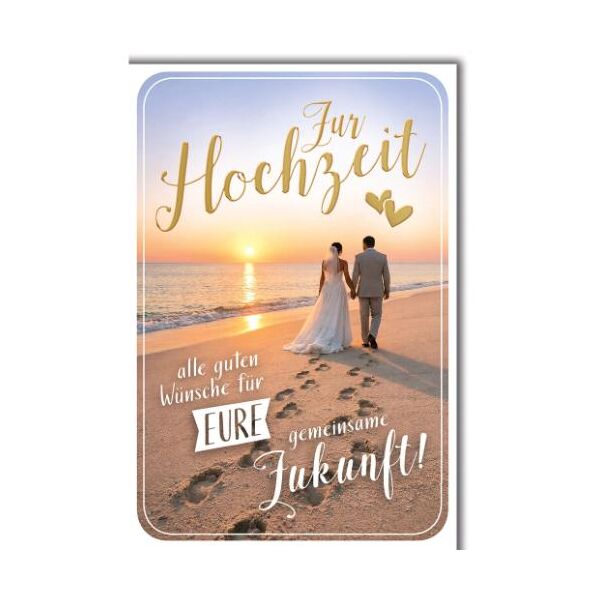Hochzeit Glückwunschkarte mit Umschlag Ehepaar am Strand alle guten Wünsche für Eure gemeinsame Zukunft!