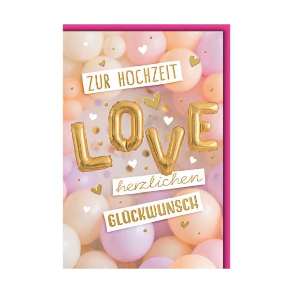 Hochzeit Glückwunschkarte mit Umschlag Love Luftballons herzlichen Glückwunsch