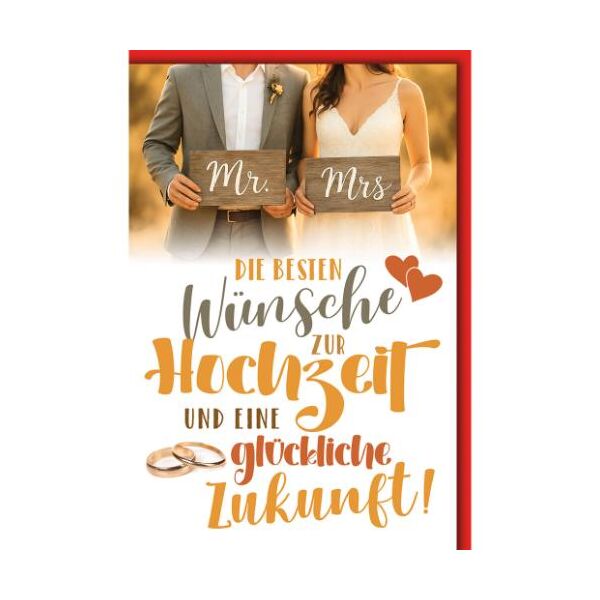 Hochzeit Glückwunschkarte mit Umschlag Holzschilder Mr. und Mrs. Die besten Wünsche zur Hochzeit und eine glückliche Zukunft!
