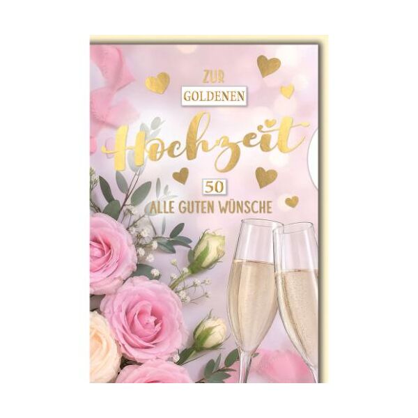 Hochzeitstag Drehred Glückwunschkarte mit Umschlag Rosen, Sektgläser Alle guten Wünsche