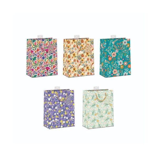 10 Geschenktaschen A5 Format Medium "Blumen" UVP € 19,50 pro Tüte 1,95€ Jede mit Kordel, Namenskarte & Eurolochvorrichtung