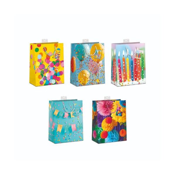 10 Geschenktaschen A5 Format Medium "Geburtstag Farbenfroh" UVP € 19,50 pro Tüte 1,95€ Jede mit Kordel, Namenskarte & Eurolochvorrichtung