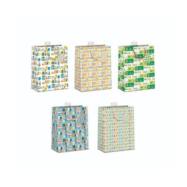 10 Geschenktaschen A5 Format Medium "Happy Birthday" UVP € 19,50 pro Tüte 1,95€ Jede mit Kordel, Namenskarte & Eurolochvorrichtung