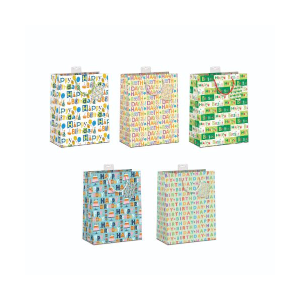 10 Geschenktaschen A5 Format Medium "Happy Birthday" UVP € 19,50 pro Tüte 1,95€ Jede mit Kordel, Namenskarte & Eurolochvorrichtung