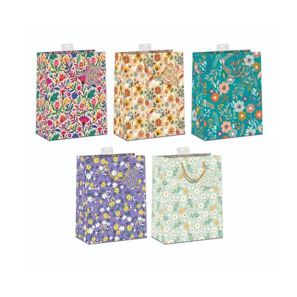 10er Geschenktaschen A4 Format Large "Blumen" UVP € 25 pro Tüte 2,50€ Jede mit Kordel, Namenskarte & Eurolochvorrichtung
