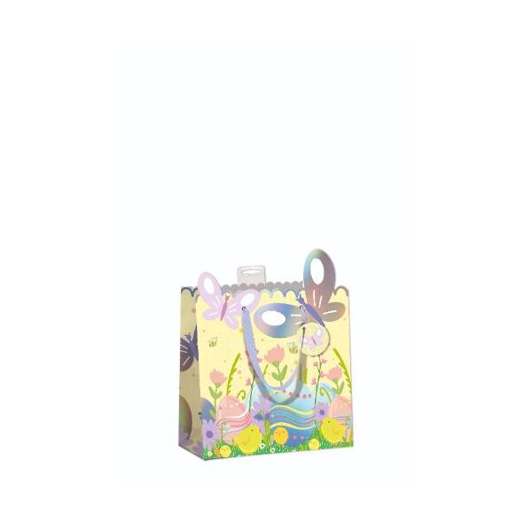 6 Ostern Geschenktasche "Small" CD-Format UVP € 17,70 pro Tüte 2,95€ Ostereier, Küken, Schmetterlinge, mit Hologrammfolie, gestanzt, mit Band, Namenskarte & Eurolochvorrichtung
