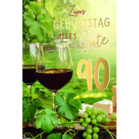 90. Geburtstag Glückwunschkarte mit Umschlag...