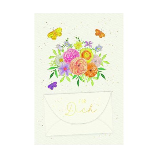 Allgemeine Geldkarte Skorpions Art Glückwunschkarte mit Umschlag Blumen und Blätterranken, Schmetterlinge, Naturkarton, mit Goldfolie und Geldkuvert aus Naturkarton mit Goldfolie