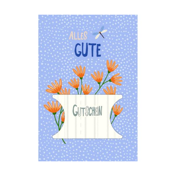 Allgemeine Gutscheinkarte Glückwunschkarte mit Umschlag Blumen, Alles Gute gestanzt, mit Gutscheinkärtchen