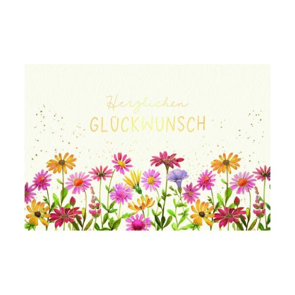 Allgemeine Wünsche Skorpions Art Glückwunschkarte mit Umschlag Blumen, Herzlichen Glückwunsch, mit Goldfolie und Blindprägung
