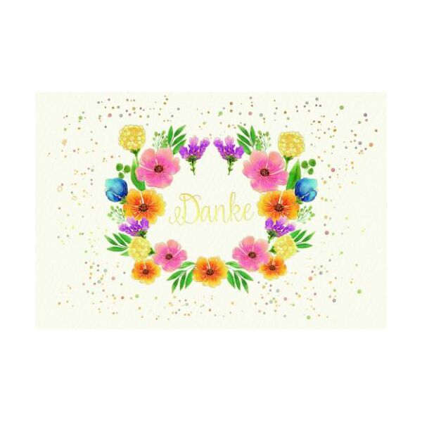 Danke Skorpions Art Glückwunschkarte mit Umschlag Blumen und Blätterranken, mit Goldfolie und Blindprägung
