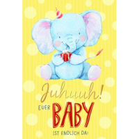 Geburt Baby Glückwunschkarte mit Umschlag Elefant...