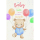 Geburt Baby Glückwunschkarte mit Umschlag Teddybär mit Luftballons, zum Baby Alles Gute und die besten Wünsche