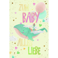 Geburt Baby Glückwunschkarte mit Umschlag Wal,...