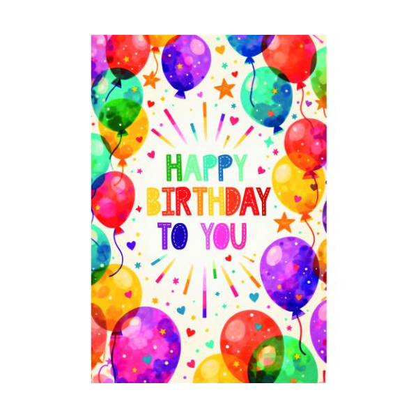 Geburtstag Glückwunschkarte mit Umschlag Bunte Luftballons HAPPY BIRTHDAY TO YOU Feuerwerk